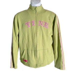 Walt Disney World Women's TINK Full Zip Sweatshirt Green Pink Medium